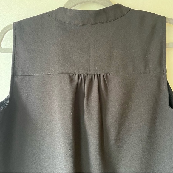 Hilary Radley Black Sleeveless tunic blouse size small split neck stretch office - Picture 10 of 11